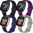Maledan Compatible with Fitbit Sense Bands and Versa 3 / 4 Bands, Flexible Breathable Sport Waterproof Watch Strap for Women Men, Small Black/Plum...