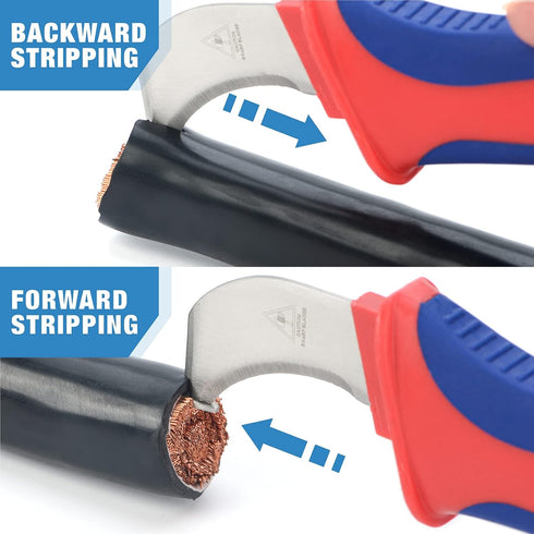 iCrimp Utility Knife for Cable Skinning, Wire Insulation Dismantling Knife, 2-Pack Insulated Electricians Cable Stripping Knives, Fixed Blade...