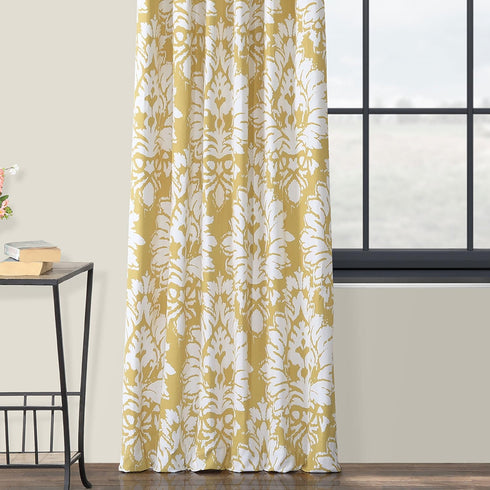 HPD Half Price Drapes Luxury Damask Printed Curtains 108 Inches Long Luxury Damask Cotton Curtains (1 Panel) Room Darkening Window Curtains for Be...