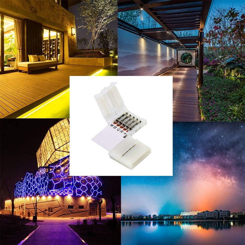 SUPERNIGHT RGBW LED Strip Connector 5 Pin L Coner Connectors for 10 mm Wide 5050 and 3528 LED Indoor String Lights Extending Connection...