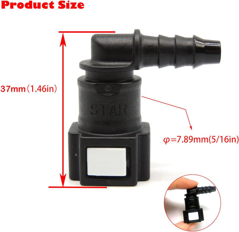HiSport Straight & Degree Fuel Line Hose Quick Release Connect - 7.89mm 5/16 T8 in Male&Female Nylon Push-On Connector...