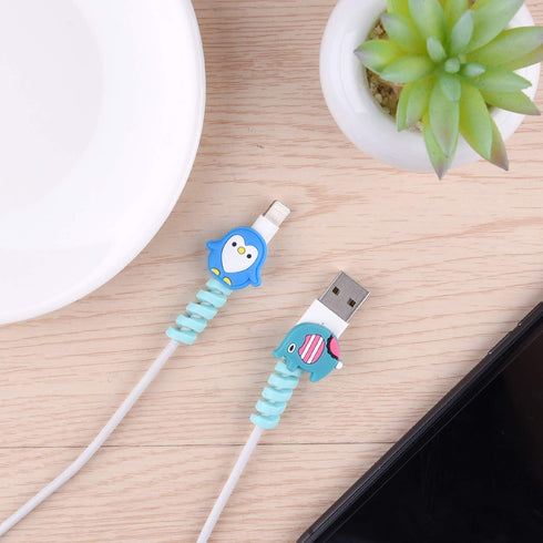 ASTARON 20 Pcs Cartoon Charger Cable Protectors USB Charger Cable Saver Silicone Flexible Cable Wire Protectors for Most Cellphone Data Lines Phon...