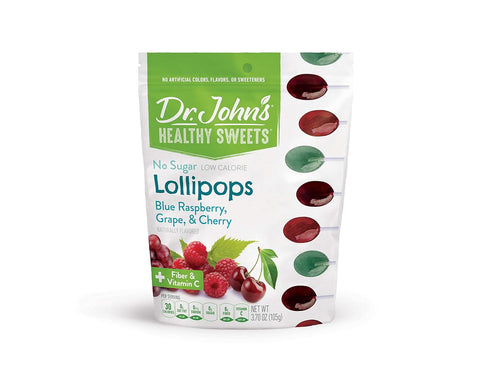 Dr. John’s Sugar Free Candy, Healthy Lollipops with Zero Sugar, Low Calorie Snacks, Keto Friendly Hard Candy Sweets, Blue Raspberry, Grape, Cherry...
