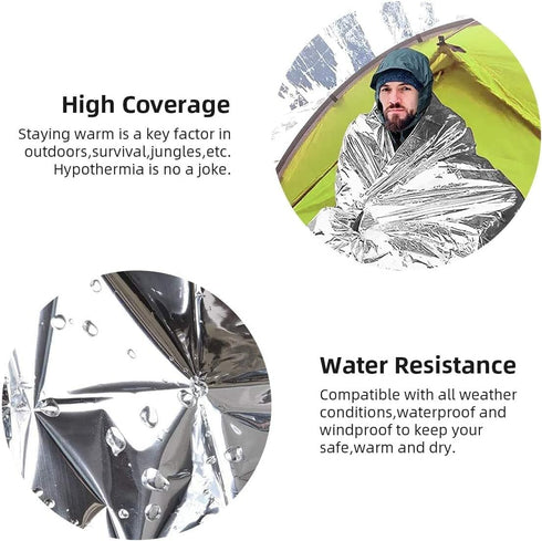GALAXYLENSE Emergency Mylar Thermal Blanket for Survival First Aid Kits Army Outdoors Hiking Camping Bug Out Trauma Desert All Weather Condition P...