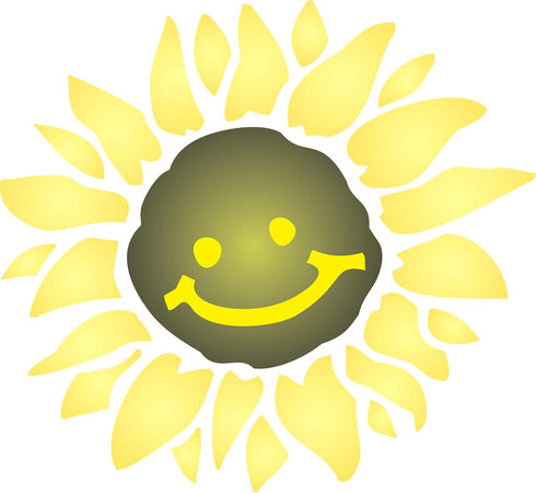 Sunshine Flower Stencil, 10 x 10 inch (M) - Large Flower Face Baby Childs Nursery Stencils for Painting Template...