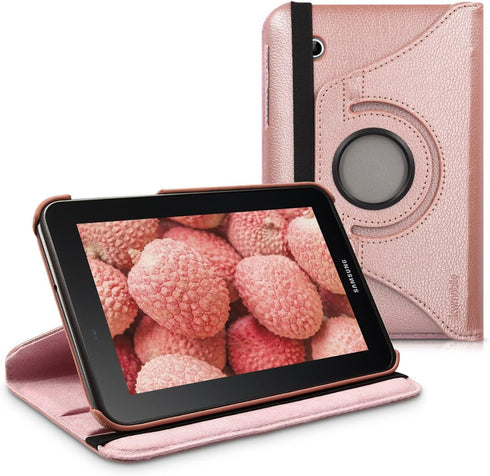 kwmobile Rotating Case Compatible with Samsung Galaxy Tab 2 7.0 P3110 / P3100 - Case PU Leather Tablet Cover with Stand - Rose Gold...