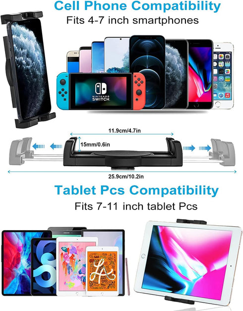 Dashboard Clip Car Phone Mount, woleyi Car Sun Visor & Rearview Mirror Clamp Phone Tablet Holder with Adjustable Arm for iPhone 14 Pro Max 13 12 1...