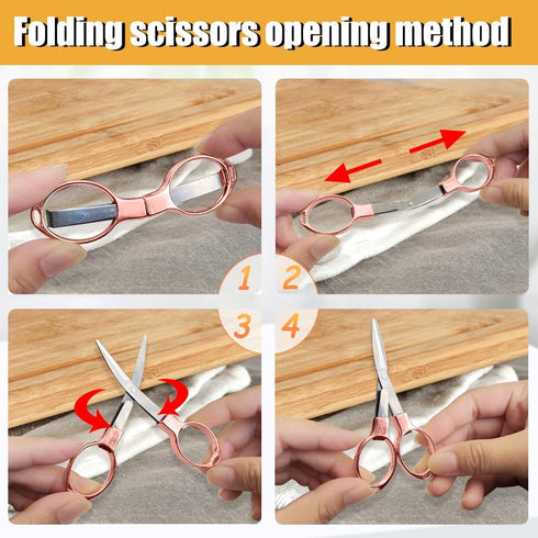 2PCS Folding Scissors, Portable Travel Scissors, Gift for Men Glasses Shaped Mini Shear Telescopic Cutter, Anti Rust Stainless Steel Scissors for ...