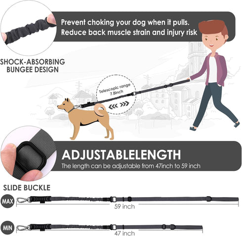 Hotsky Tactical Dog Leash Heavy Duty for Medium Large Dogs, 4-6Ft Strong Bungee Shock Absorbing Dog Leash, Padded Double Handle Military Dog Leash...