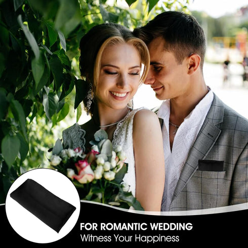 Selected 100% Real Mulberry Silk Pocket Square for Men 13.77×13.77" Black Handkerchief...