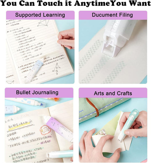 2 in 1 White Out Correction Tape and Double Sided Tape Roller, Cute Quick Dry Japan, with Permanent Adhesive Tape Runner,for School Office Instant...