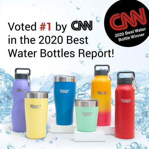 Healthy Human FLIP N SIP Lid | Leak-Proof Water Bottles Lid | Dishwasher Safe & Durable Bottle Caps with Snap Metal Clip & Wide Mouth for All Heal...