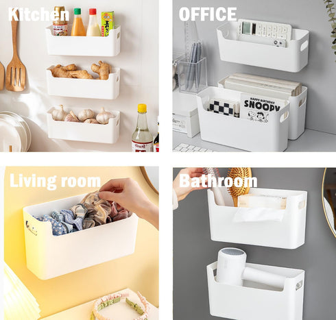 2 Pack Cabinet Organizer Storage, Adhesive Over Cabinet Door Organizer, No Drilling Space Saver Plastic Storage Containers Multi-Use for Kitchen B...