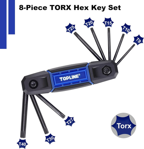 Topline 25-Piece Folding Allen Wrench Set, SAE, Metric, Torx Hex Key Set Included, 3 Pack Portable Allen Key Set for Basic Home Repair and General...
