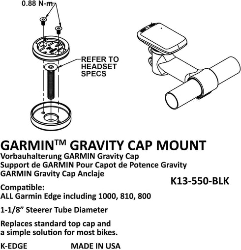 K-Edge Gravity Cap Garmin Mount (Black)...