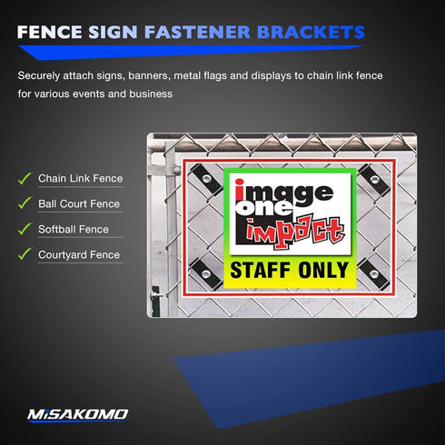 4pcs LinKlip ChainLink Fence Easy Sign Mount Fastener Bracket Clip with Stainless Steel Bolt, for Standard Chain Link Fence Sign Mounting Bracket ...