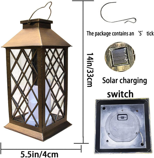Solar Lantern Outdoor, Garden Hanging Lantern- PVC Waterproof 3 LED Flickering Flameless Candle Decorative Lights for Table,Outdoor,Party, 00-1, C...