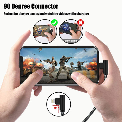 iPhone Charger 1Ft MFi Certified Short Lightning Cable Braided 90 Degree Elbow Charging Cable Compatible with iPhone 14 13 12 11 Pro X XS XR 8 Plu...