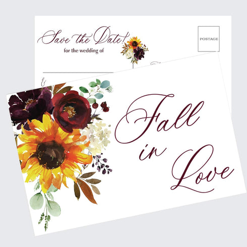 Moonrise Papery Fall Wedding Save the Date Cards, Set of 50 Save the Date Postcards, Fall Colors Save the Date Cards, Save the Date Wedding Invita...