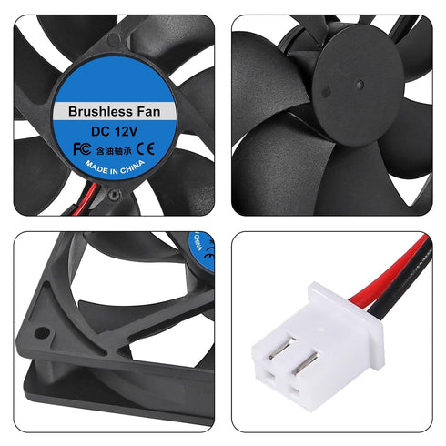 2Pcs DC 12V 12025 Cooling Fan 120x120x25mm 12cm 120mm Computer Case Fan DC 12V Cooling Fan for Fan Server Chassis Power Inverter PC Cooling Fan 2P...
