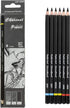 Pacific Arc Premium Charcoal Drawing Pencils for Artists - 6 Pieces Soft Medium and Hard - Charcoal Pencils for Drawing, Sketching and Shading - G...