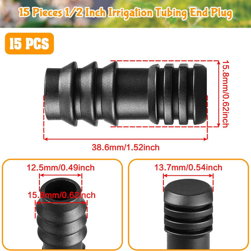 1/2" Drip Irrigation End Plug?13mm ID Barbed End Cap Irrigation Fittings for 1/2 Inch Irrigation Tubing (0.520"ID-0.640" OD) Drip Line Goof Plug C...