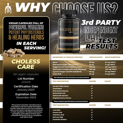 Cholesterol Supplement - Triglycerides Support Capsules w. Organic, Odorless Garlic, Cayenne Pepper, Plant Sterols to Support Normal HDL and LDL C...
