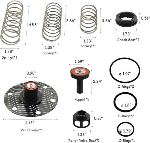3/4"-1" Complete Backflow Repair Kit for 975XL 975XL2 Backflow Preventer Complete Internal Poppets Springs Seats Replacements...