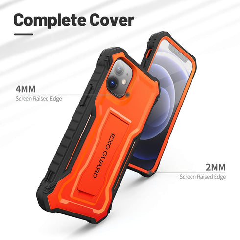 ExoGuard Compatible with iPhone 12 Mini Case, Rubber Shockproof Full-Body Cover Case Built-in Screen Protector with Kickstand for iPhone 12 Mini 5...
