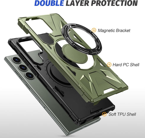 for Samsung Galaxy S23 Ultra Case Compatible with MagSafe Galaxy S23Ultra Case Magnetic,with Screen Protector S23 Ultra Case with Stand Ring Milit...