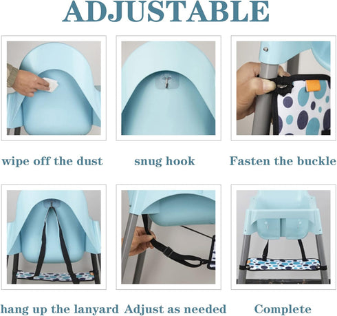 High Chair Footrest, Adjustable Portable Polyester Fiber Ice Silk Fabric Foot Rest for Baby HighChair Footrest, Knitting Footrest for High Chair C...