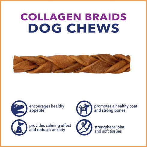 Pet Factory CareChewz Collagen 6-7" Skinny Braided Sticks Dog Chew Treats - Chicken Flavor, 5 Count/1 Pack...