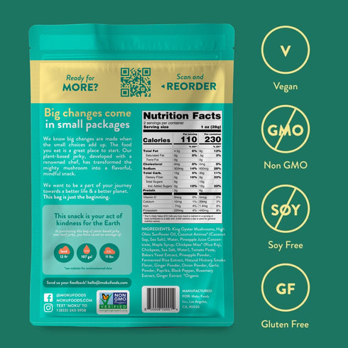 B08QYWMQMoku Plant-Based Mushroom Jerky, Hawaiian Teriyaki (3 Pack), Gluten Free, Soy-Free, Non-Gmo Vegan Snacks, No Artificial Sweetener Vegan Fo...