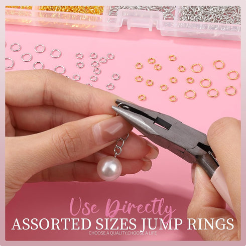 LEOBRO Jump Rings, 968pcs Jewelry Making Supplies, Jump Rings for Jewelry Making, Gold Silver Jump Rings for Charm, Lobster Claw Clasps for Neckla...