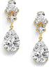 Mariell 14K Gold Plated Cubic Zirconia Teardrop Pear Dangle Drop Wedding Earrings, Bridal & Formal Wear...