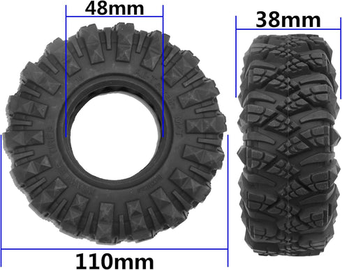 ShareGoo1.9 inch RC 1.9 Crawler Tires Rubber Mud Tires OD 110mm Tyre Compatible with Axial SCX10 90046 Redcat Gen8 RC4WD D90 TF2 MST 1/10 RC Crawl...