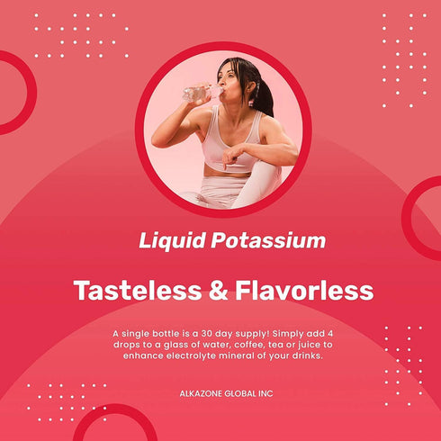 ALKAZONE Liquid Potassium+ | Liquid Supplements Have Faster Absorption Rate | Concentrated | Easiest Way to take Potassium | Tasteless Flavorless ...