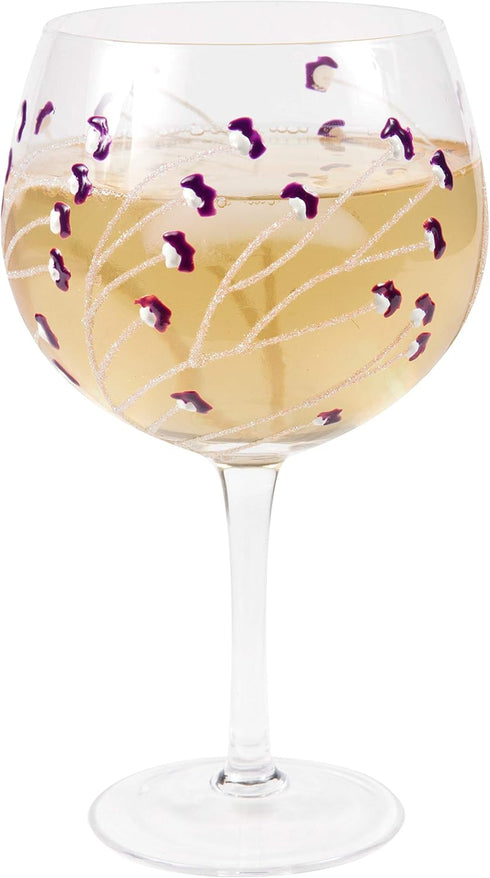 Pavilion Gift Company Pavilion-Purple Sprout-24 Oz Wine Removable Happy 60th Bir Hand Decorated Glass, 24 oz...