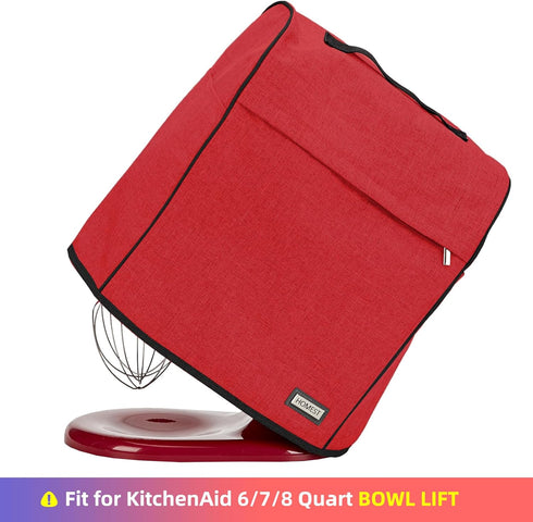 HOMEST Stand Mixer Cover Compatible with KitchenAid 6/7/8 Quart Bowl Lift?Dust Cover with Zipper Pocket for Accessories, Red (Patent Design)...