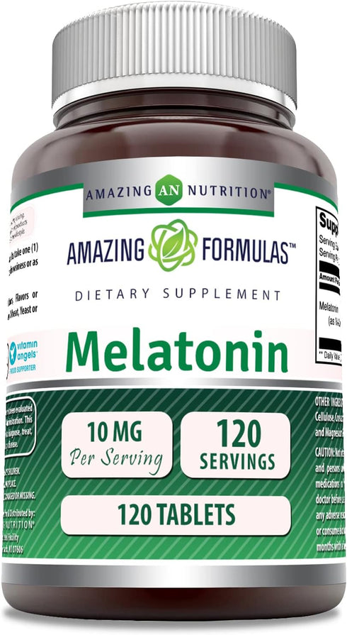 Amazing Formulas Melatonin Supplement | 10 Mg | 120 Tablets | Non-GMO | Gluten-Free | Made in USA...
