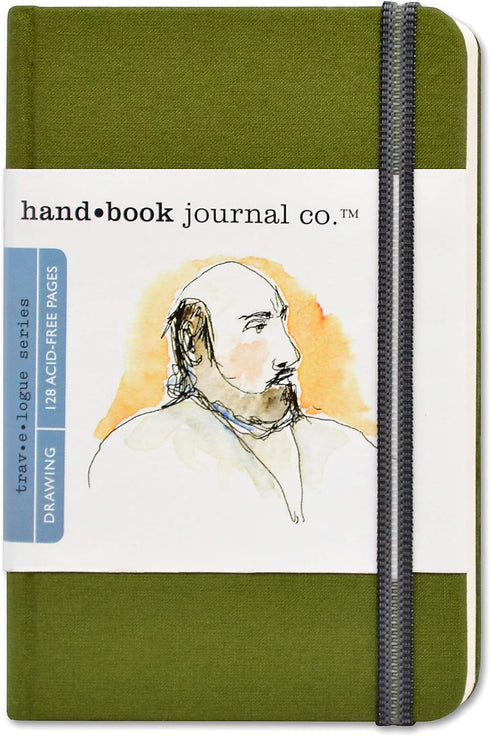 Speedball Travelogue Pocket Portrait Sketchbook - 5.5" x 3.5" Artist Journal, 128 Sheets Buff Drawing Paper, Cadmium Green Cover...