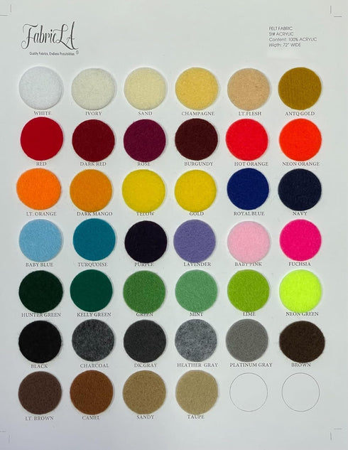 FabricLA Acrylic Felt Fabric | Soft, Non-Stiff Material | 72” Wide, 1.6mm Thick | Felt by The Yard for Crafts, Sewing, Padding & DIY Projects | Ha...