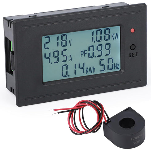 DROK Amp Meter, AC Digital Multimeter with External CT Voltmeter Ammeter Watt Meter 40-280V, Volt Amp Tester Voltage Amp Power Energy Meter 100A, ...