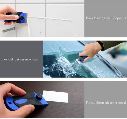 2PACK Razor Blade Scraper Tool with 30Pcs Stainless Steel Blades for Glass Stovetops Cooktop Ceramic Metal Tape Paint Glue Stickers Removal Tool W...