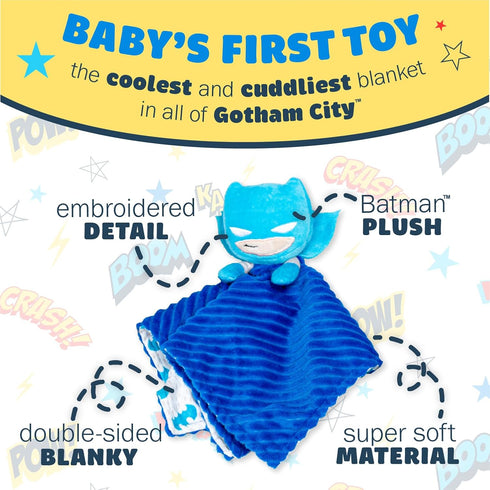 KIDS PREFERRED DC Comics The Batman Lovey Security Blanket, Soft Huggable Dark Knight Plush Lovey Toy for Baby and Infant Boys and Girls, Textured...