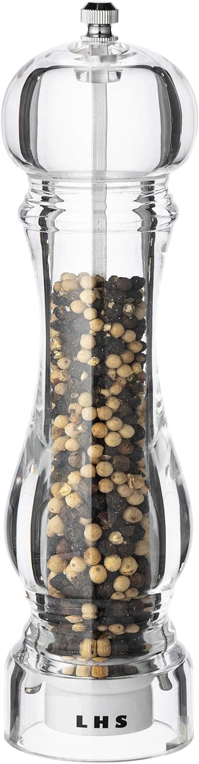 LHS Pepper Mill Grinder Salt Grinder Peppercorn Grinders with Adjustable Coarseness-Clear...