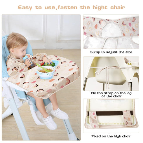 Vicloon Coverall Baby Feeding Bib, Weaning Bib Attaches to Highchair and Table, Long Sleeves Bib with Waterproof, Comfortable,Machine Washable, Ba...
