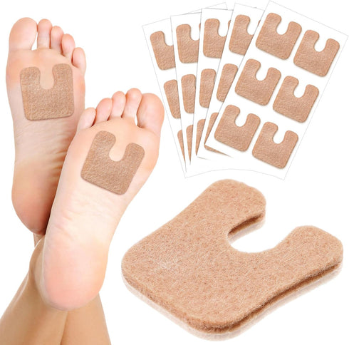 Boao 30 Pcs U Shaped Felt Callus Pads Metatarsal Pads Forefoot Foot Pads Pain Relief Foot Cushion Keep Calluses from Rubbing on Shoes Adhesive Pad...
