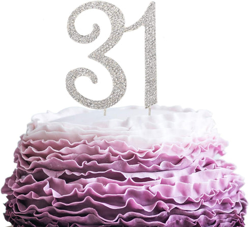 31 Years Birthday Cake Topper - New Best Crystal Rhinestone 31st Wedding Anniversary Or 31 Years Old Cake Topper Party Decoration Silver...