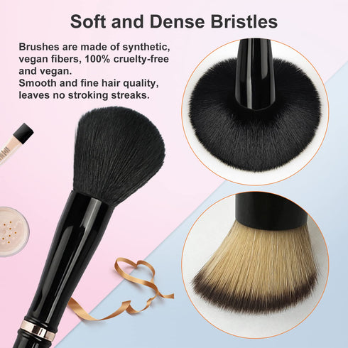 Travel Makeup Brushes with Case, 4 in 1 Makeup Brush Set, Powder Brush, Foundation/Blush Brush, Eyeshadow Brush, Concealer Brush, Double Ended Mak...